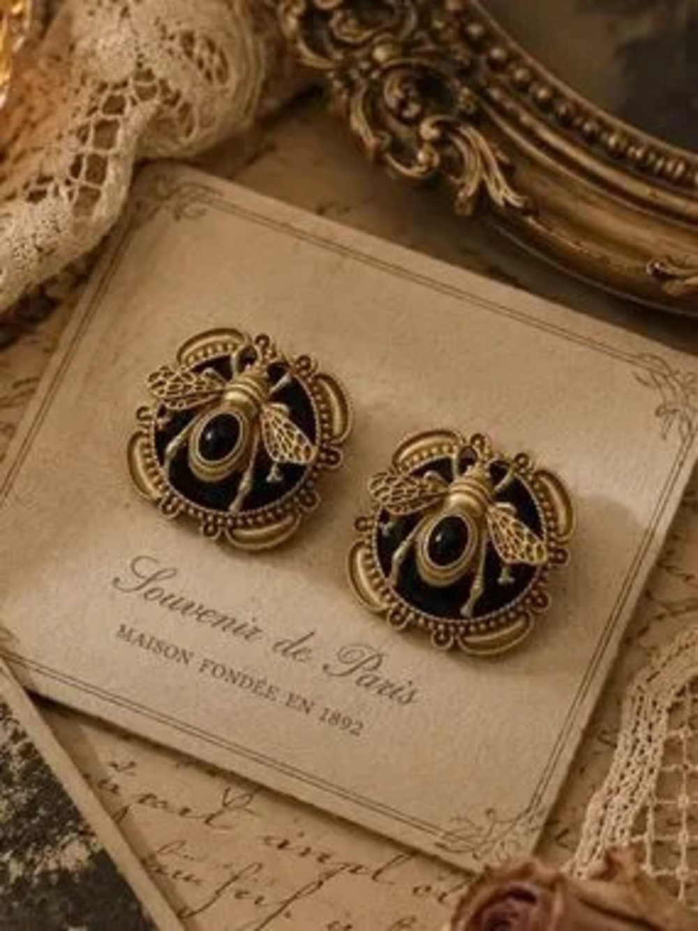 Revival Gold Filigree Bee Earrings